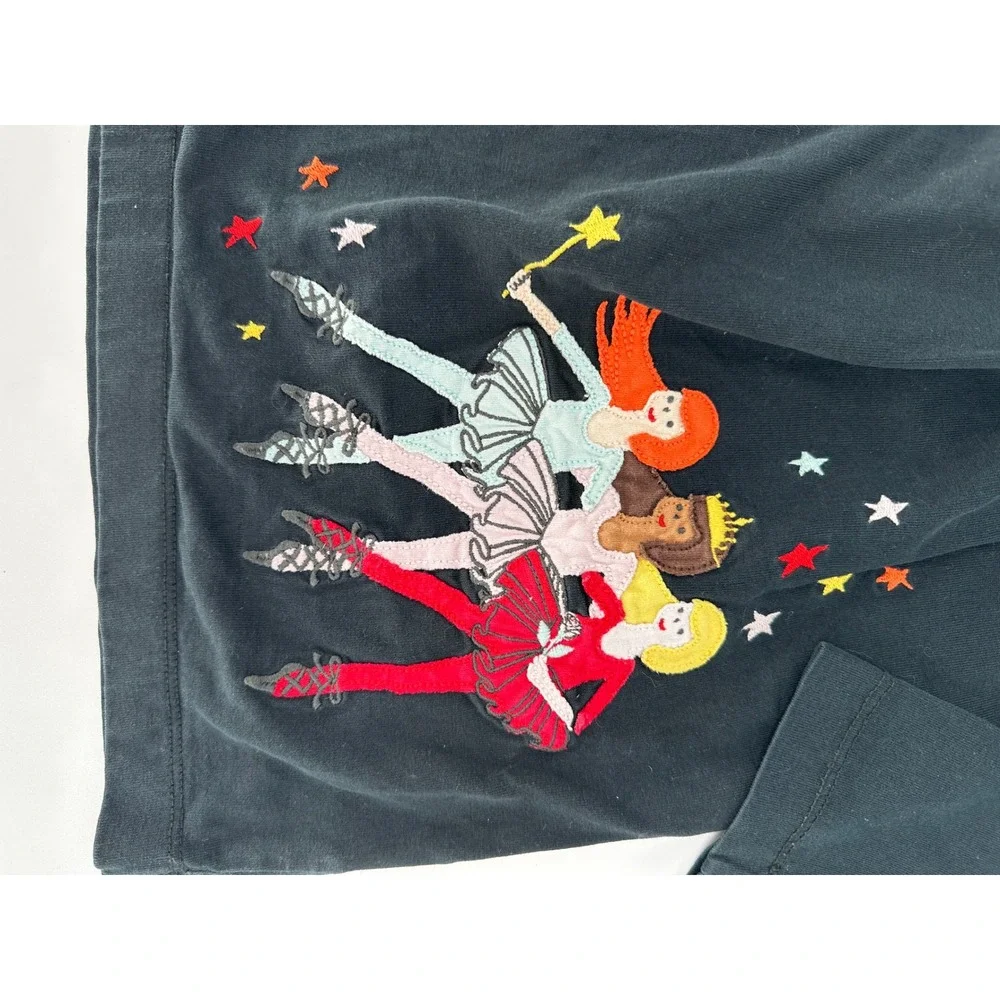 Hanna Andersson Girls Dress Size‎ 6 7 Long Sleeve Black Ballerina Applique Twirl